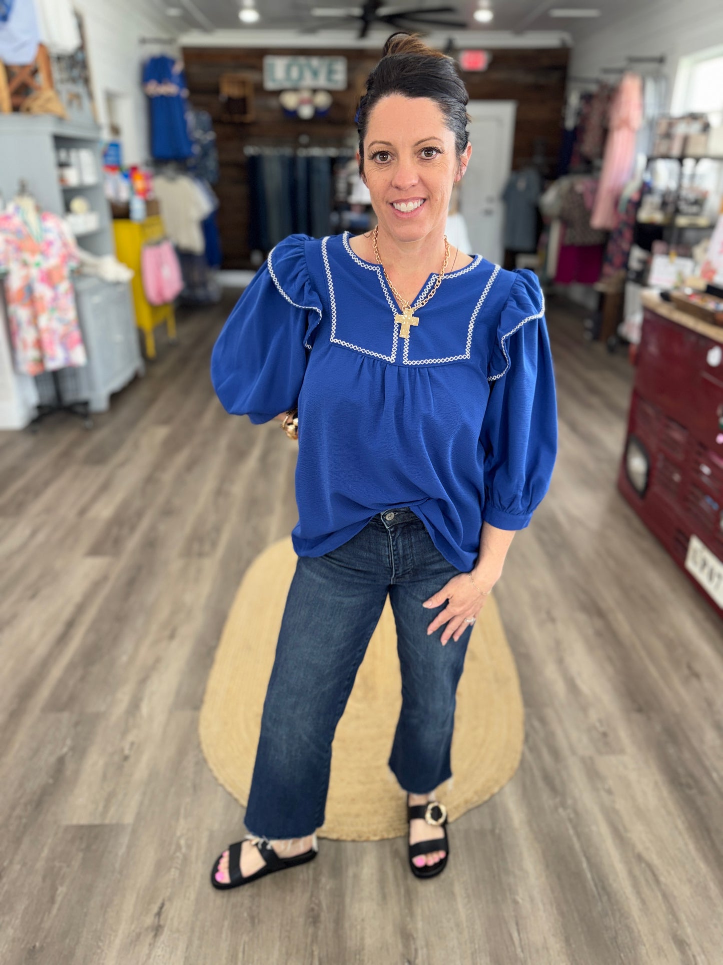 Shayla 3/4 Sleeve Embroidered Top