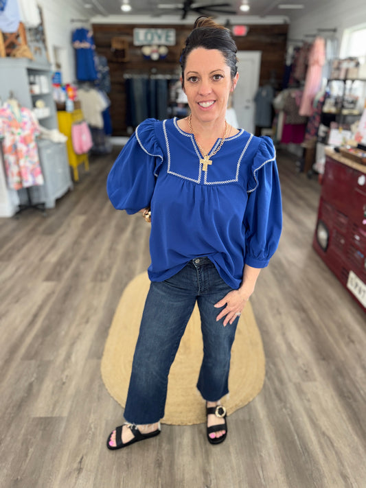 Shayla 3/4 Sleeve Embroidered Top