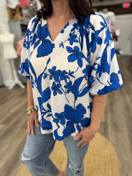 Katherine Floral Print V-Neck Top