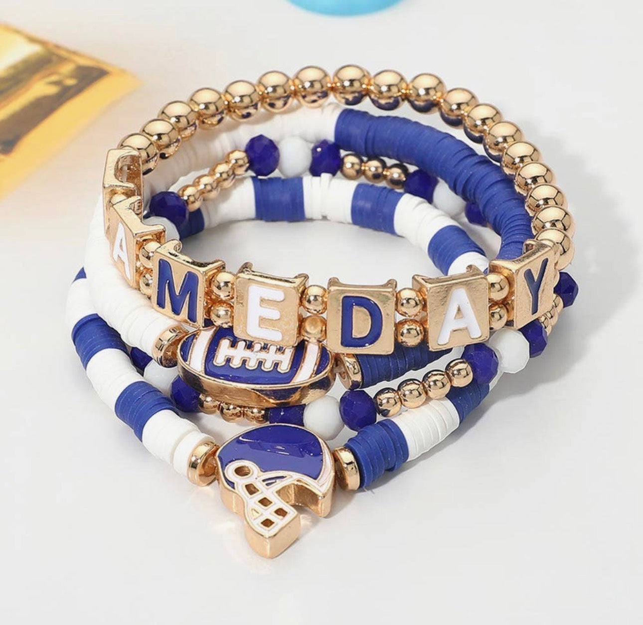 Gameday Charm Layered Bracelet-Blue
