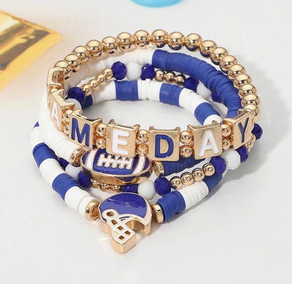 Gameday Charm Layered Bracelet-Blue