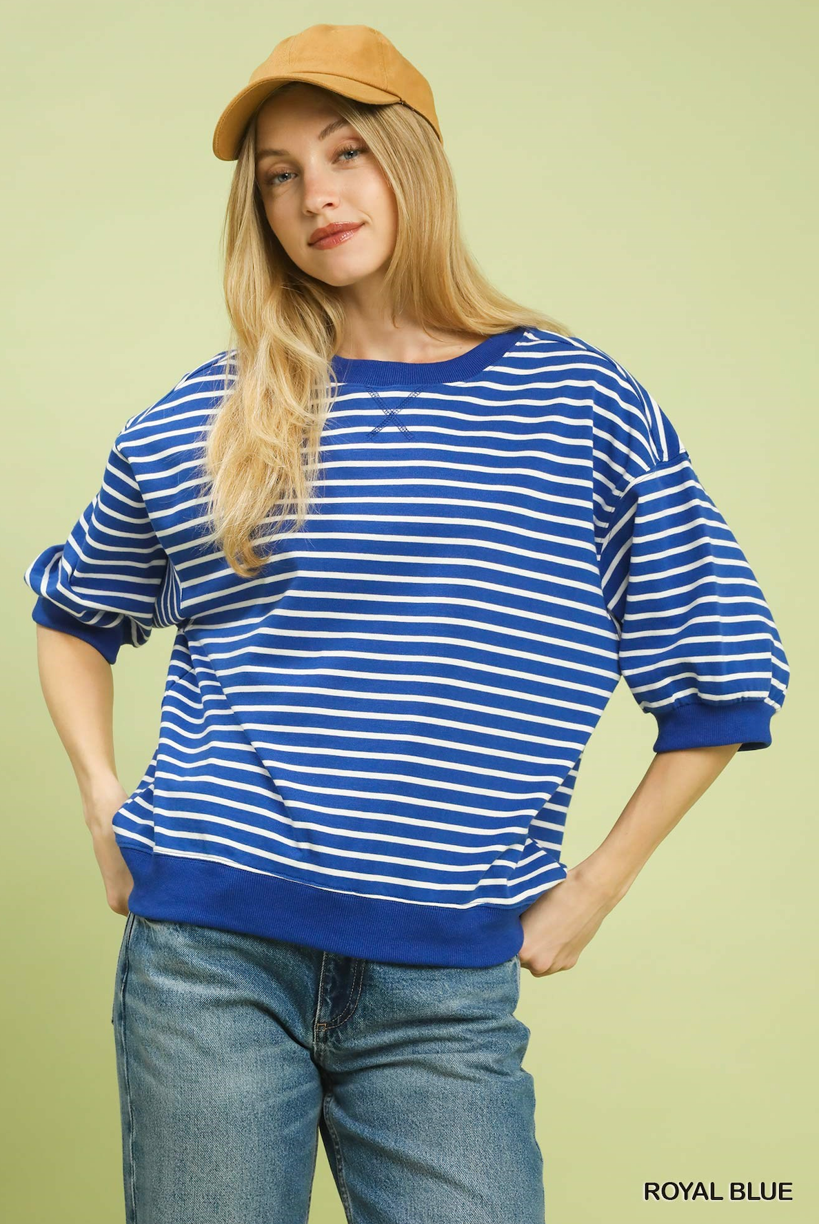 Courtney Striped Short Sleeve Pullover Top