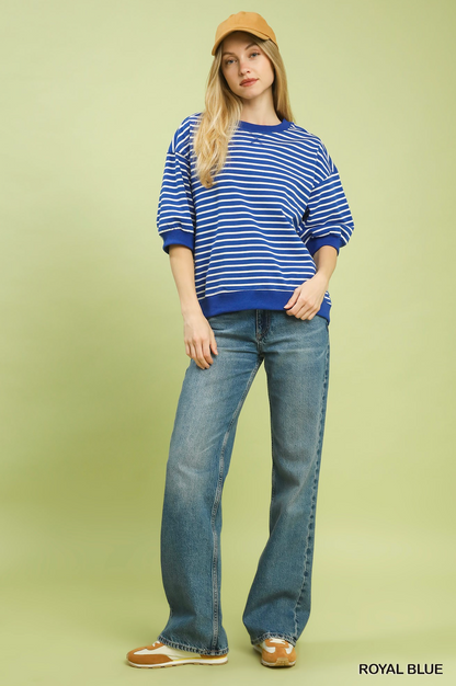 Courtney Striped Short Sleeve Pullover Top