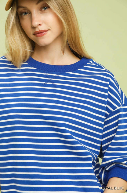Courtney Striped Short Sleeve Pullover Top