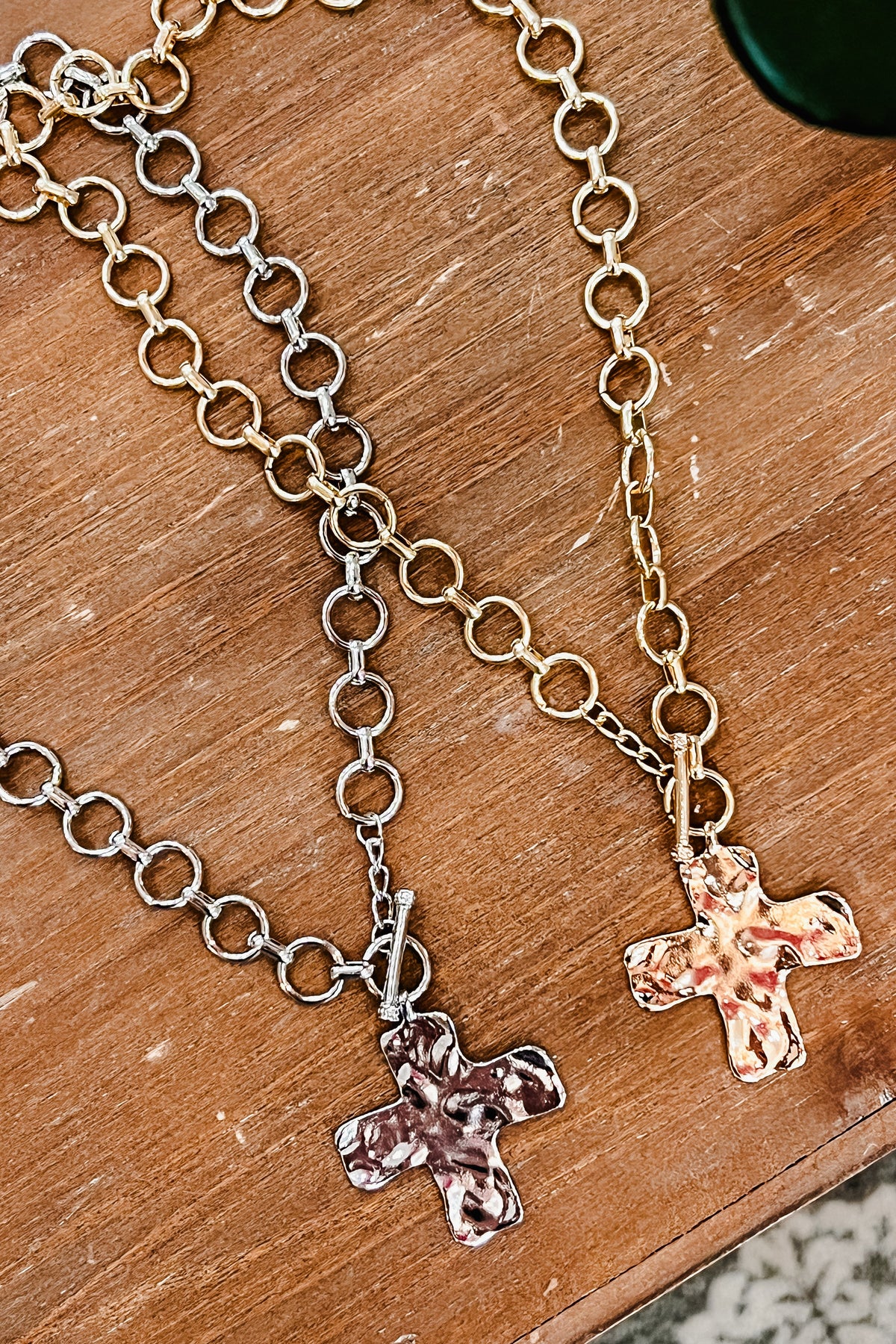 Cross Pendant Toggle Necklace