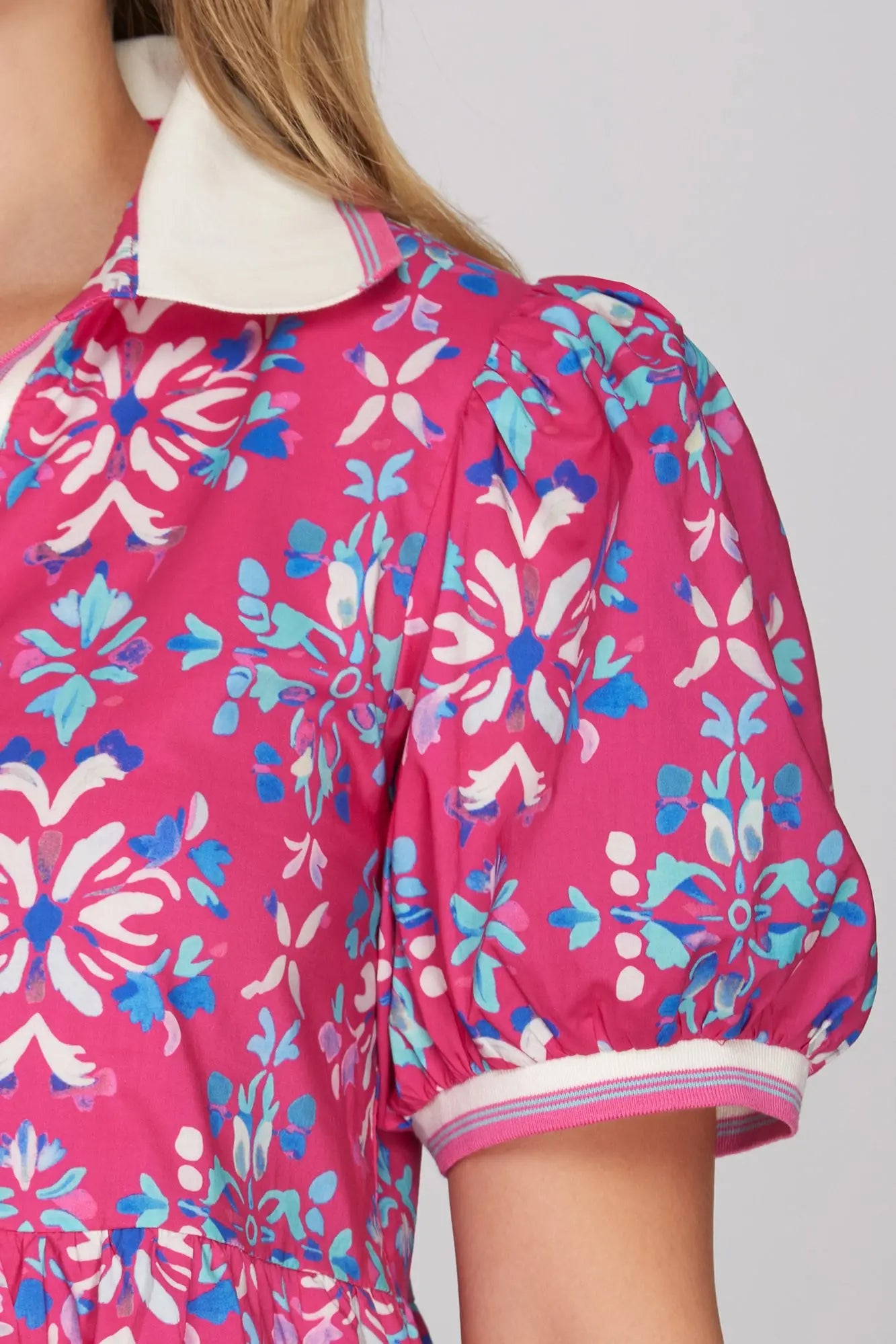 Carmen Puff Sleeve Print Dress