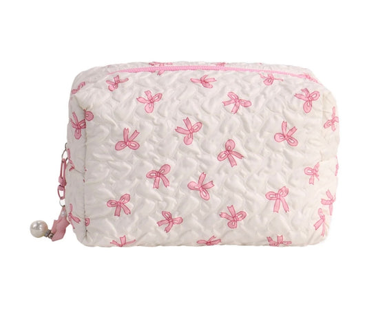 Bow Printed Cosmetic Pouch