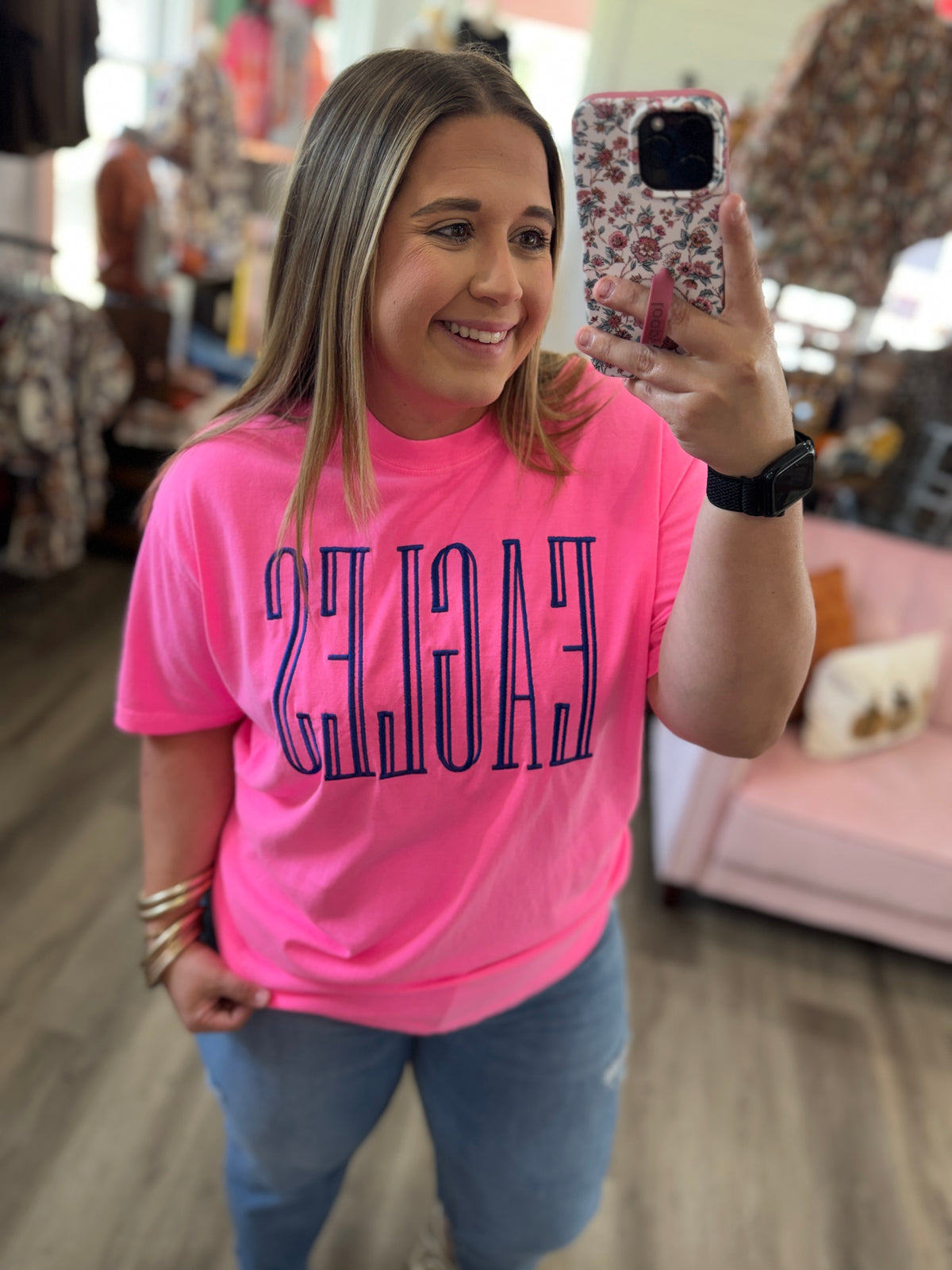 Eagles Embroidered Pink Tee
