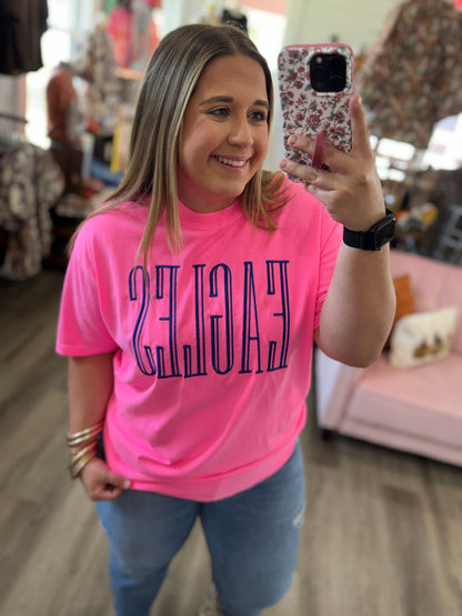 Eagles Embroidered Pink Tee