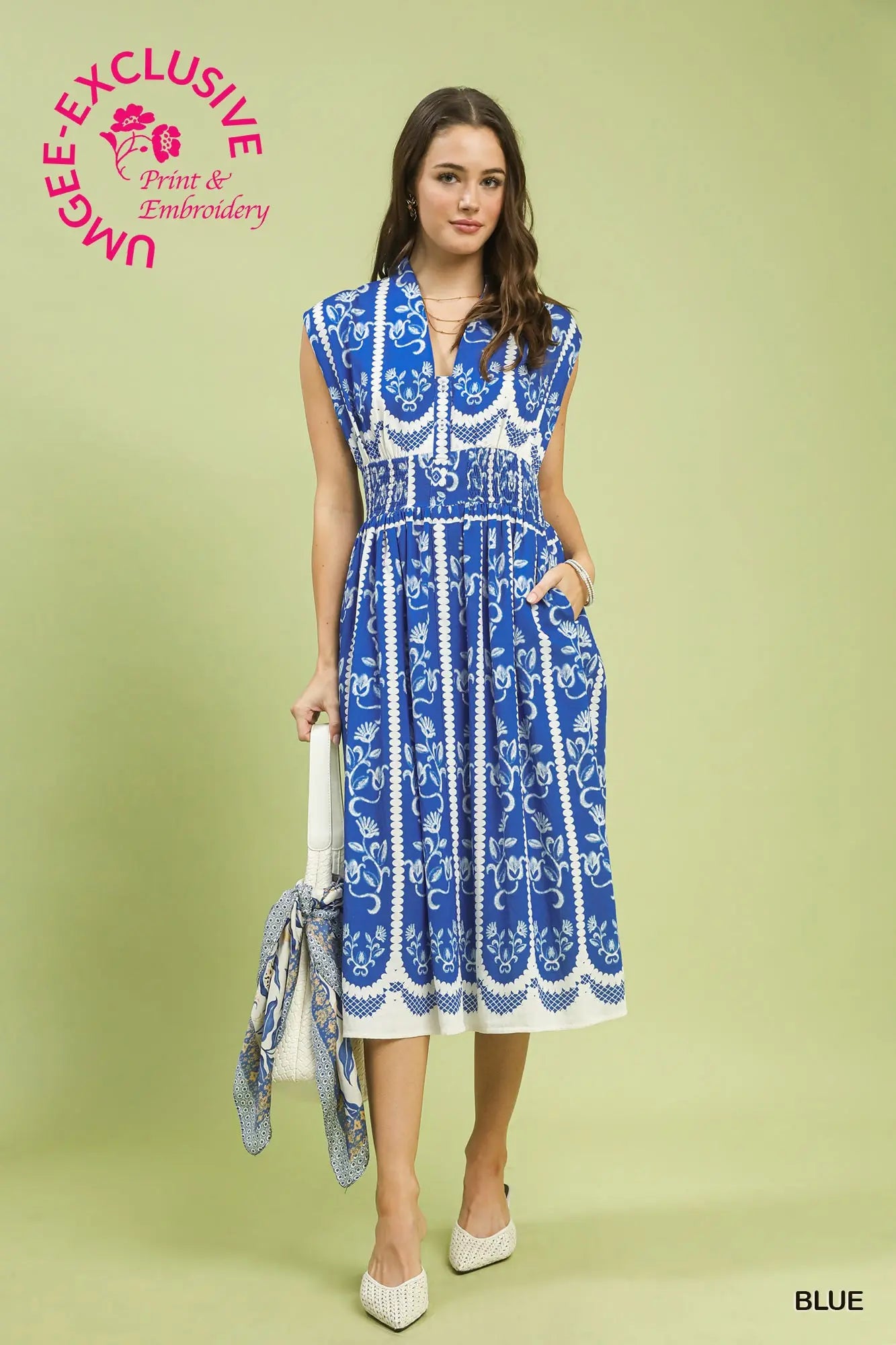 Brooke Sleeveless Smocked Midi Dress