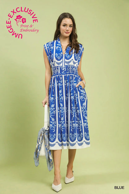 Brooke Sleeveless Smocked Midi Dress