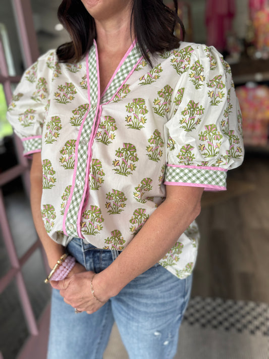 Josie Floral Print Puff Sleeve Top
