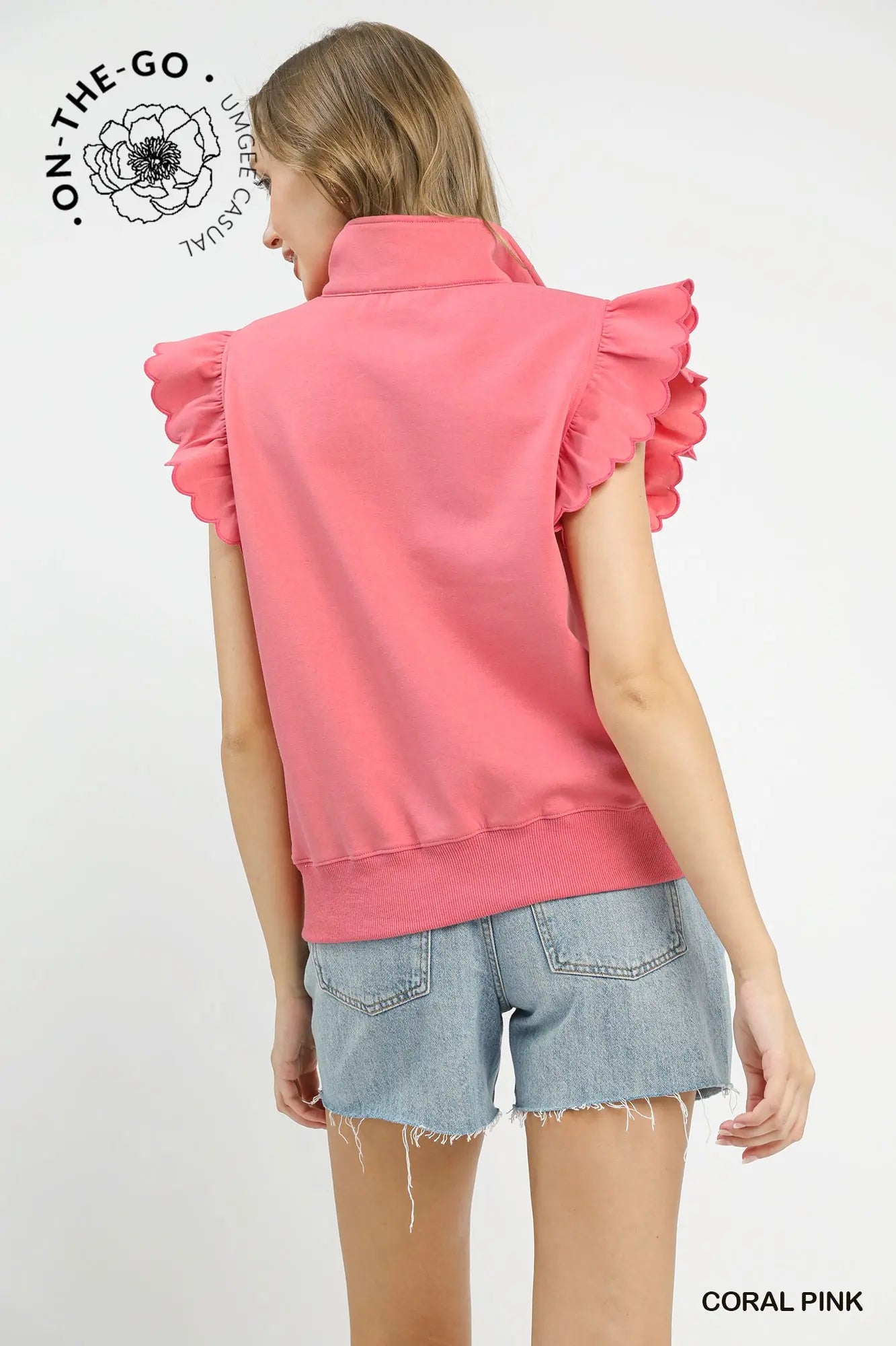 Beth Ruffled Zip-Up Sweatshirt