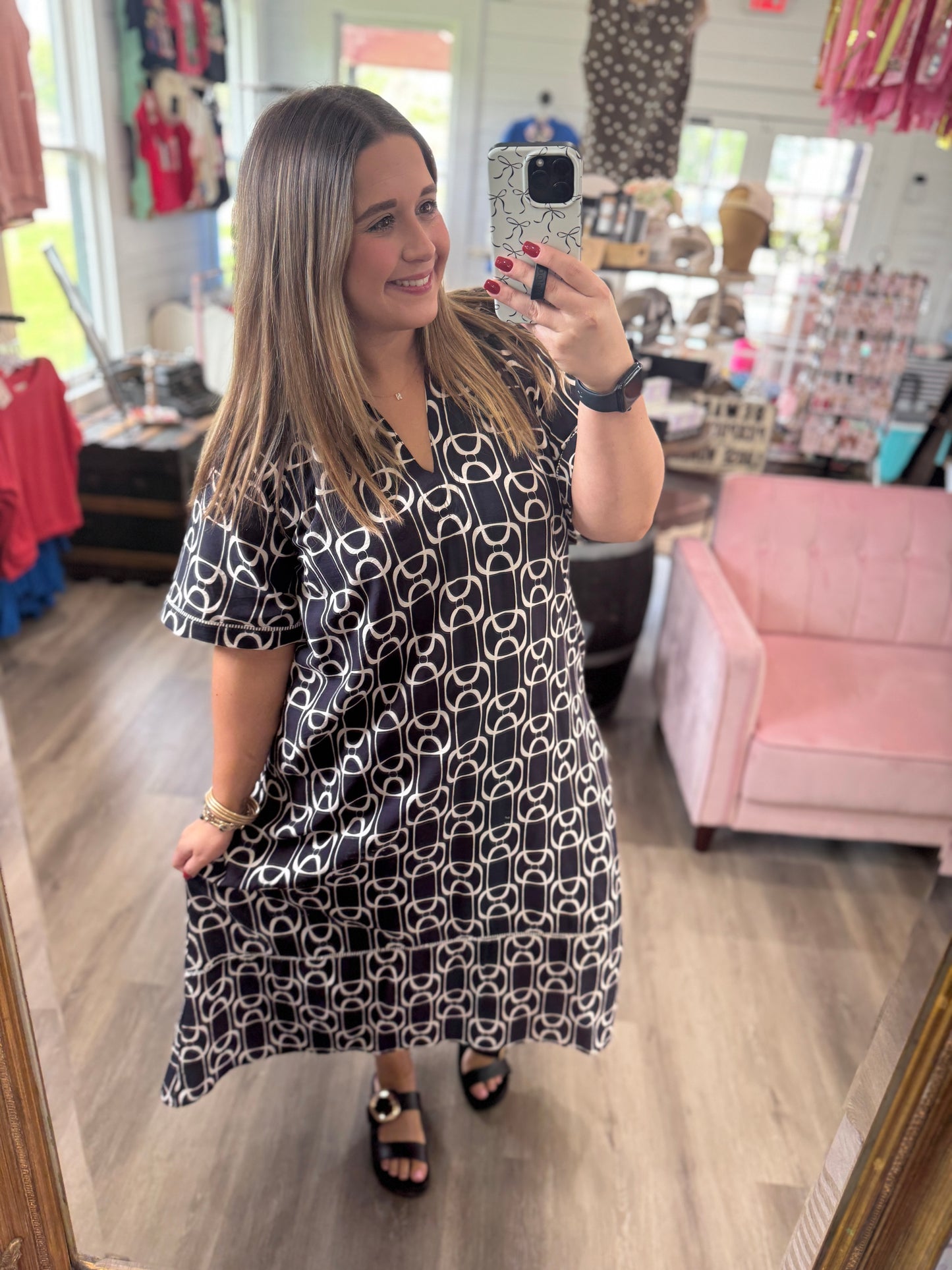 Victoria Geometric Print Midi Dress