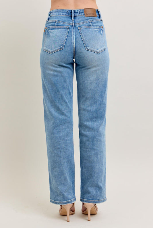 Bella Mid Rise Tummy Control Vintage Wash Straight Jeans