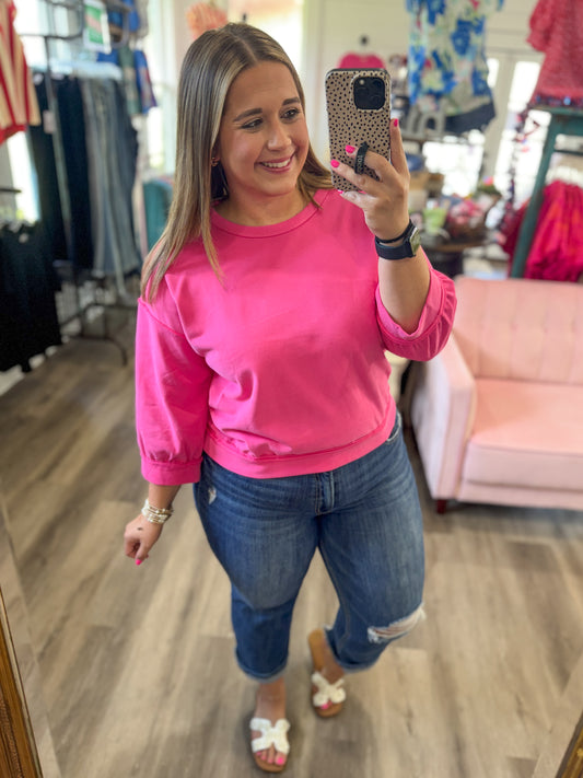 Dee 3/4 Sleeve Mineral Washed Top