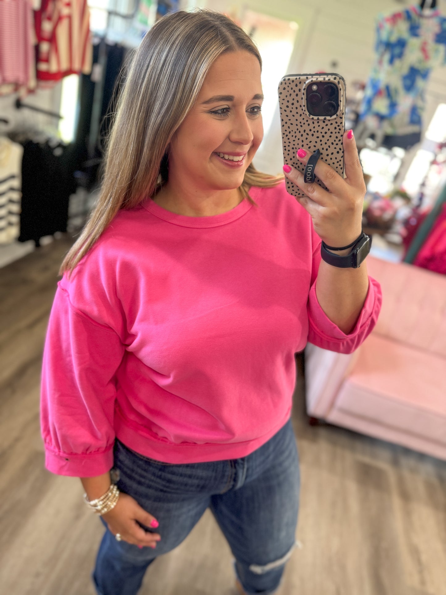 Dee 3/4 Sleeve Mineral Washed Top