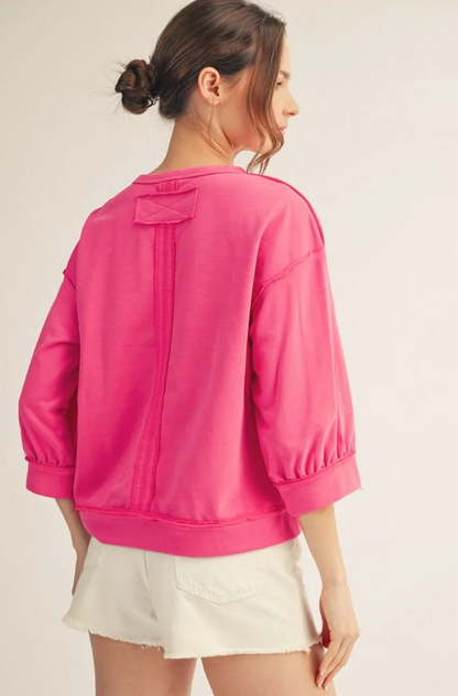 Dee 3/4 Sleeve Mineral Washed Top