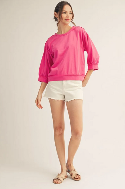 Dee 3/4 Sleeve Mineral Washed Top