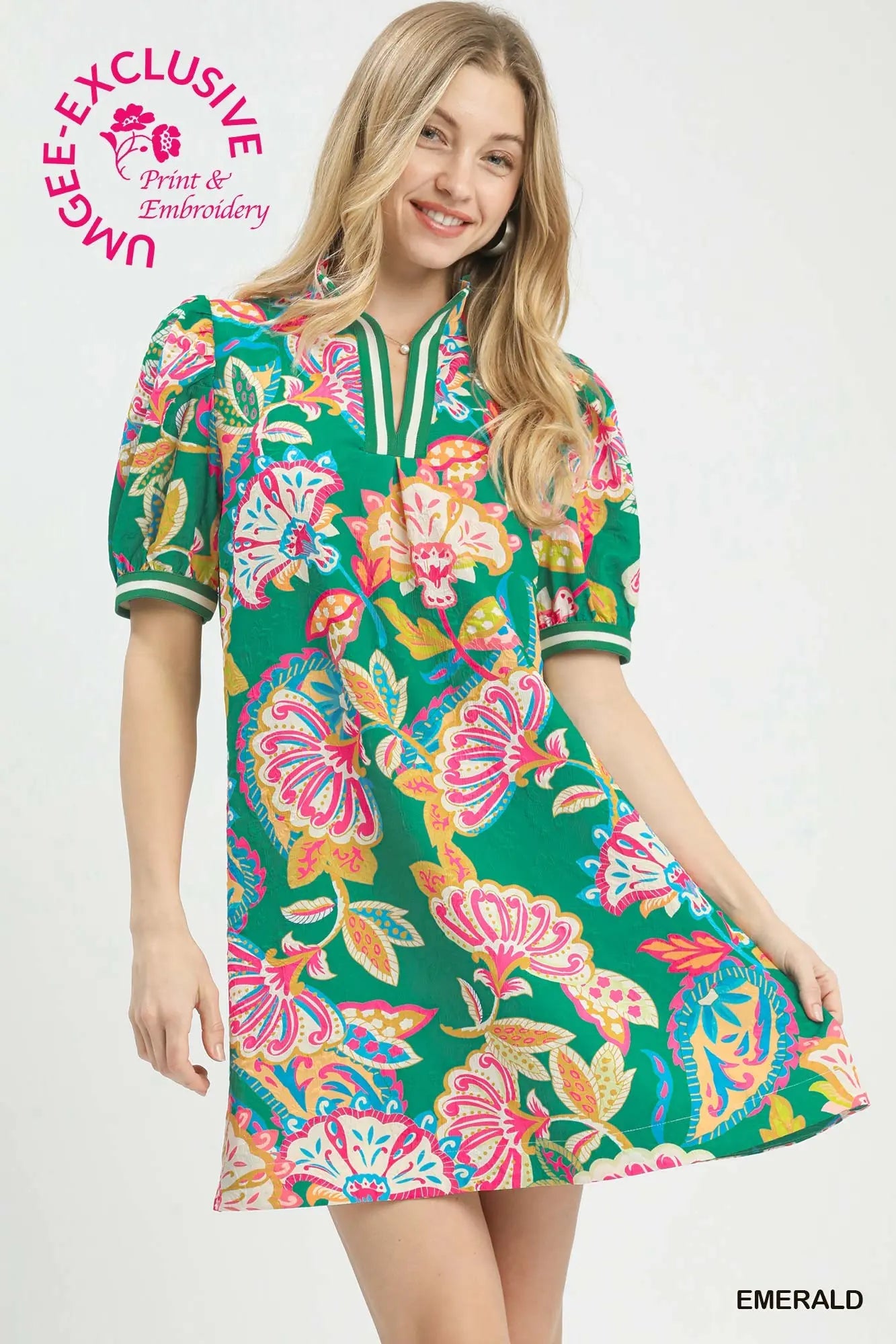 Emerson Paisley Print Puff Sleeve Dress