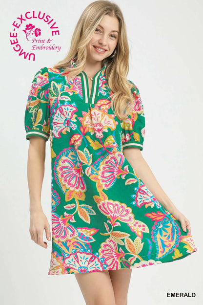 Emerson Paisley Print Puff Sleeve Dress
