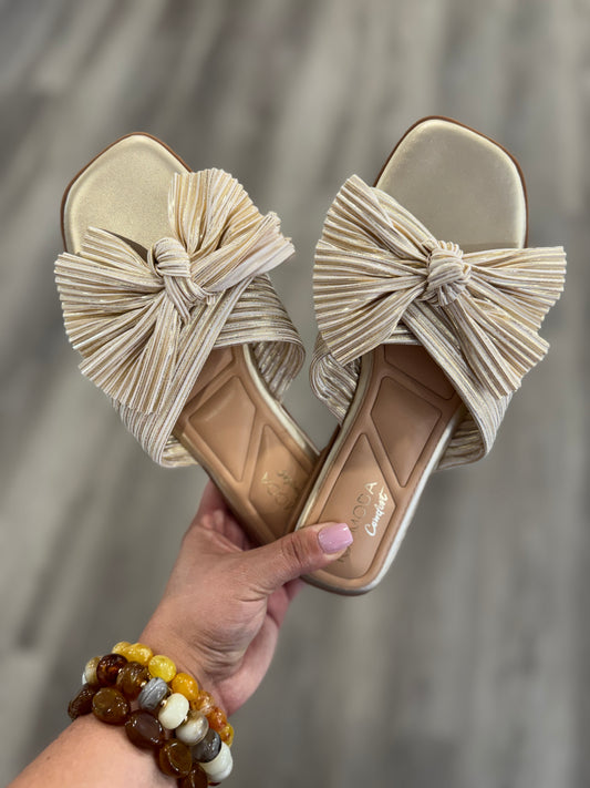 Gold Metallic Bow Sandals