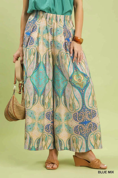 Bella Printed Pull-On Skirt Pants