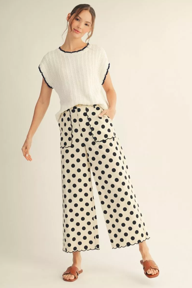 Elaine Polka Dot Scallop Pants