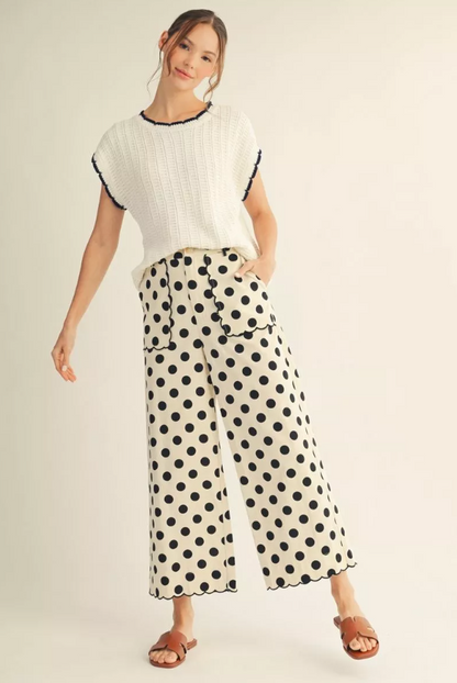 Elaine Polka Dot Scallop Pants