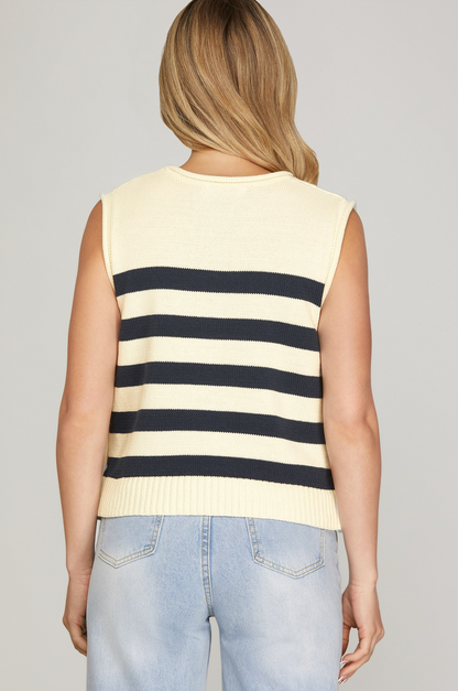 Emilie Sleeveless Stripe Sweater