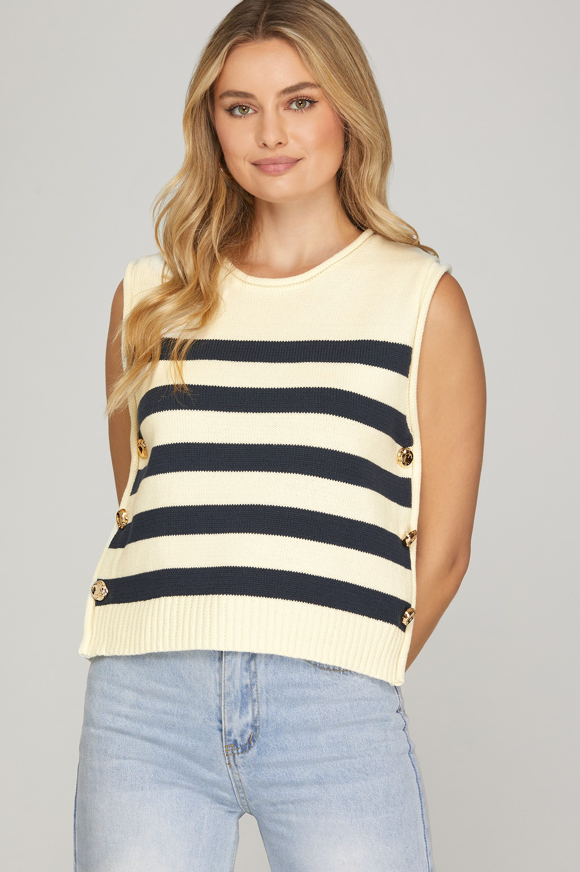 Emilie Sleeveless Stripe Sweater