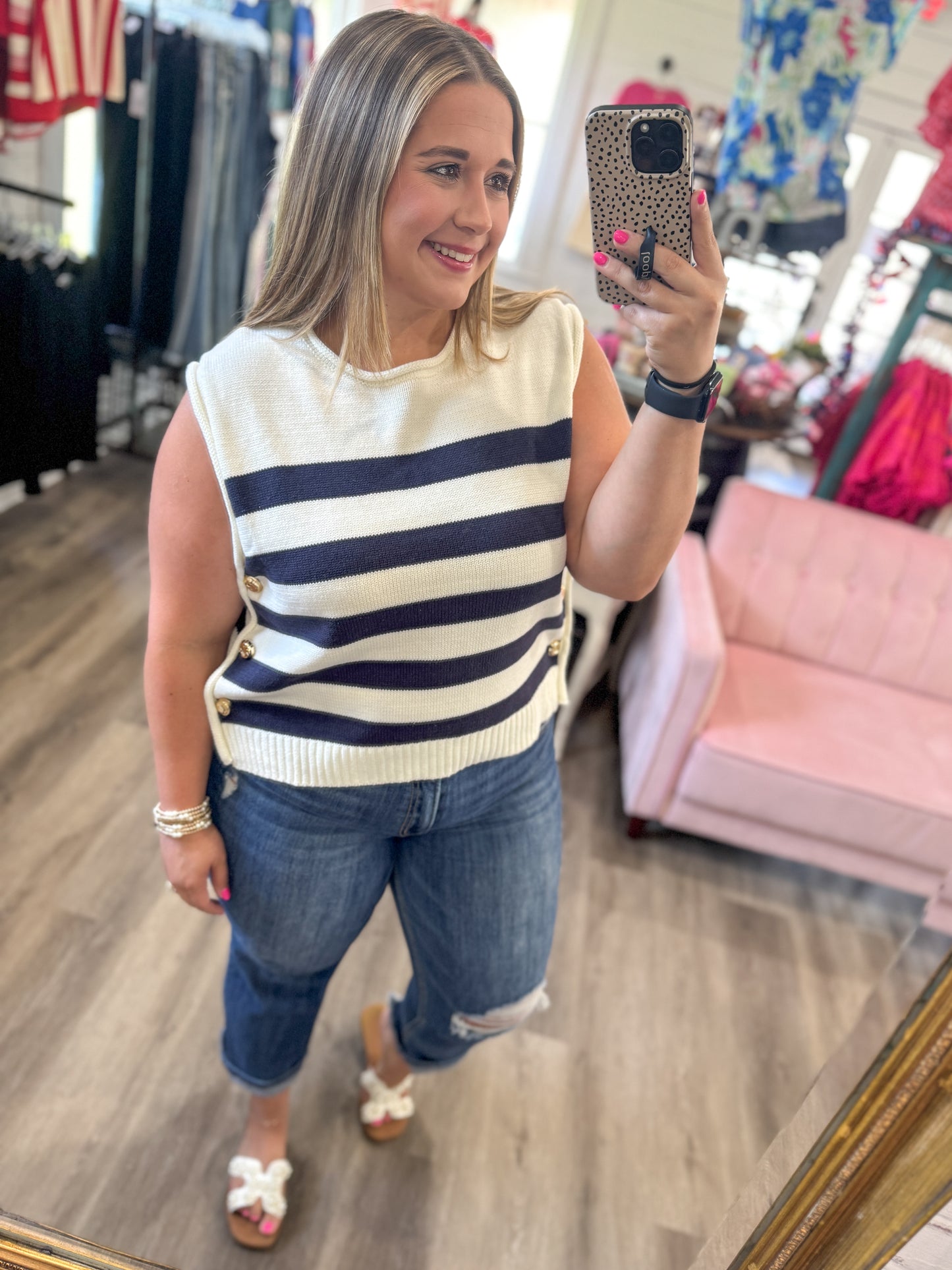 Emilie Sleeveless Stripe Sweater