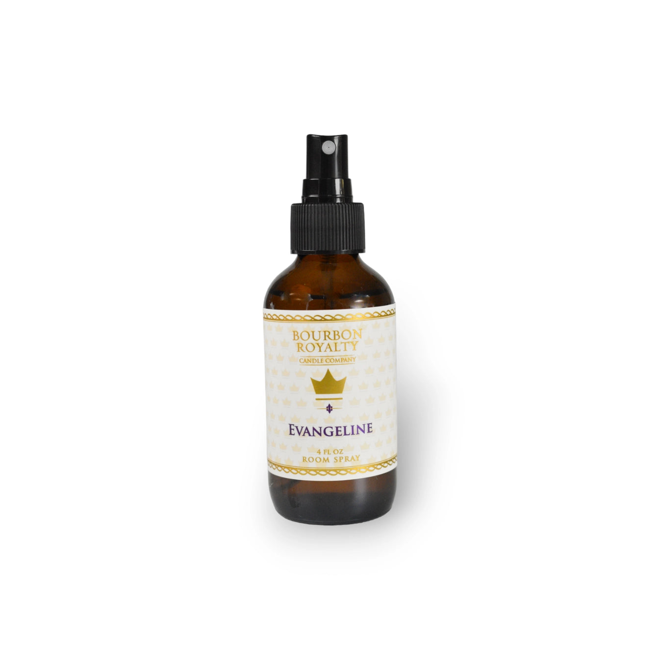 Brown spray bottle with a label on a white background