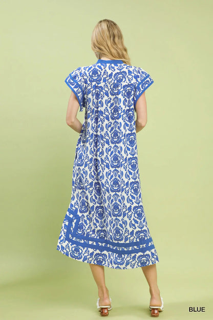 Kim Abstract Two Tone Print Midi Dress