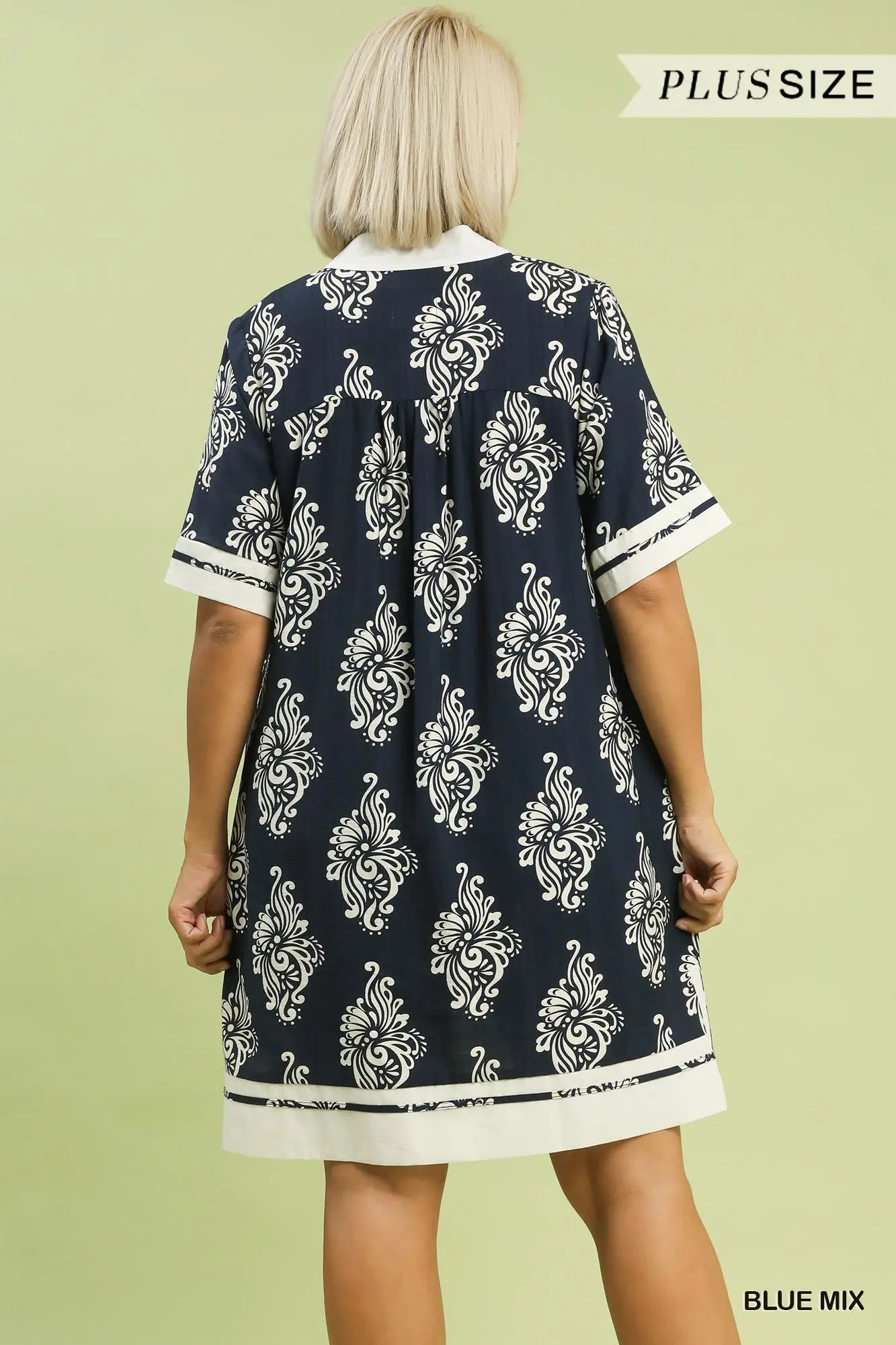 Sara Two Tone Abstract Print Dress