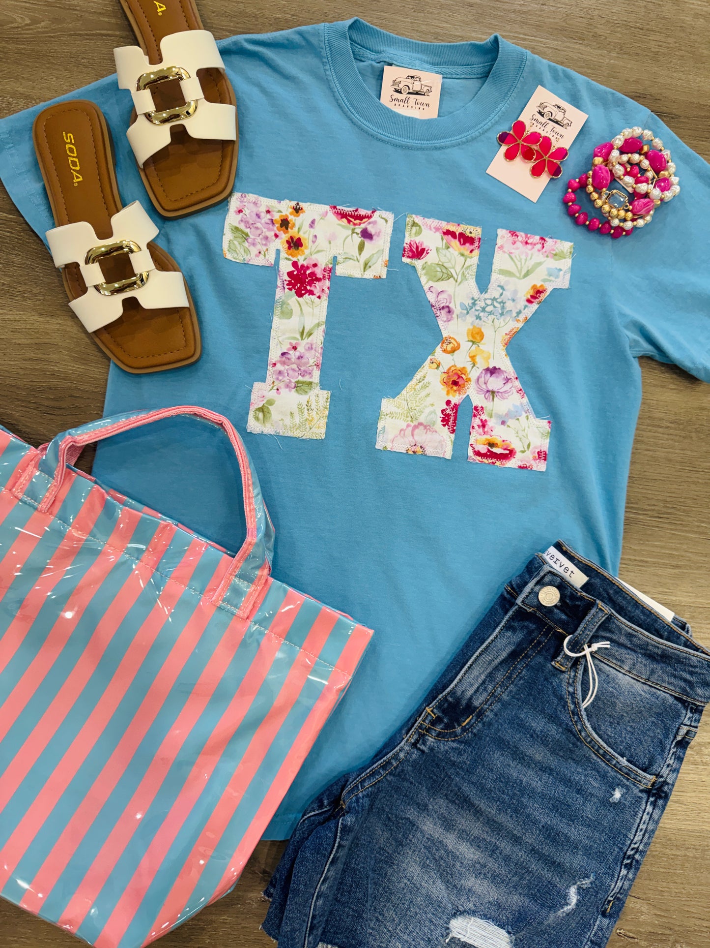 TX Embroidered Tee-Blue