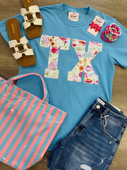 TX Embroidered Tee-Blue