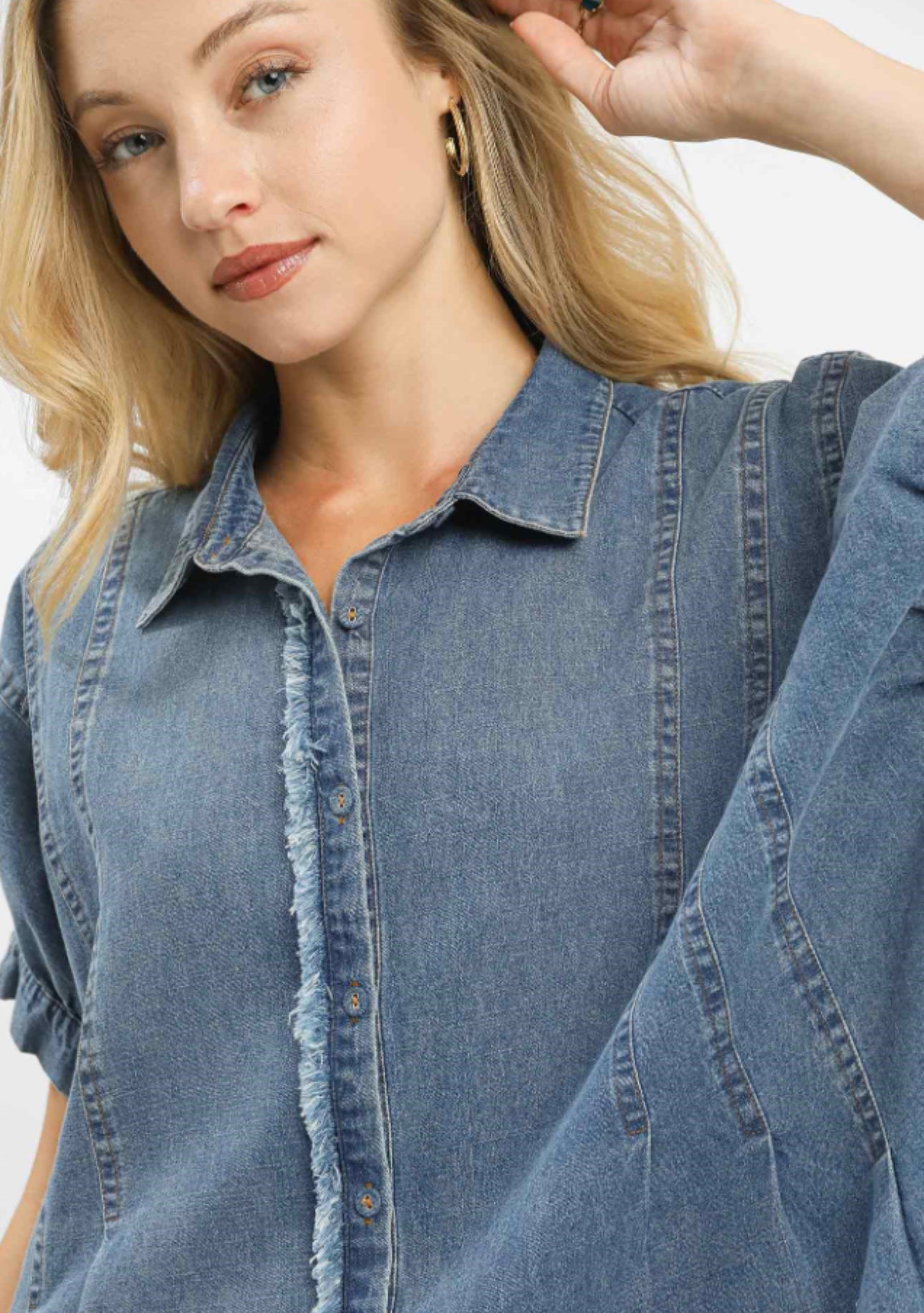 Lulu Washed Denim Top