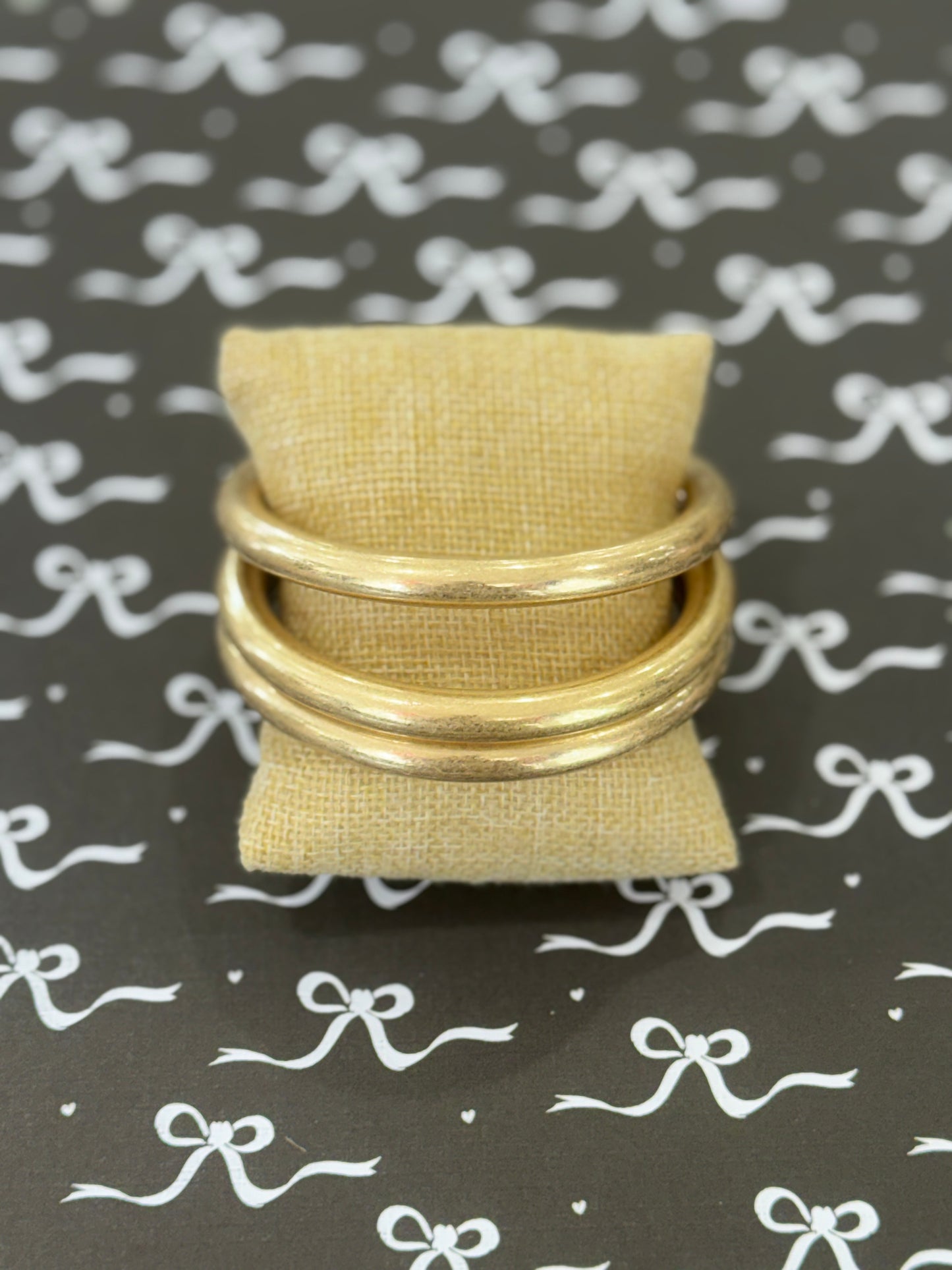 Large Brushed Gold 3-Bangle Set