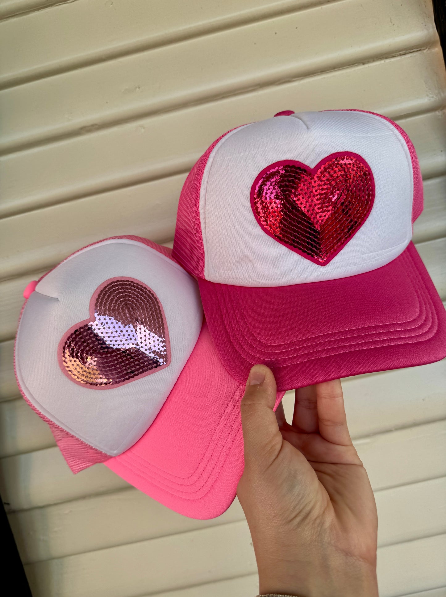 Sequin Heart Patch Hat