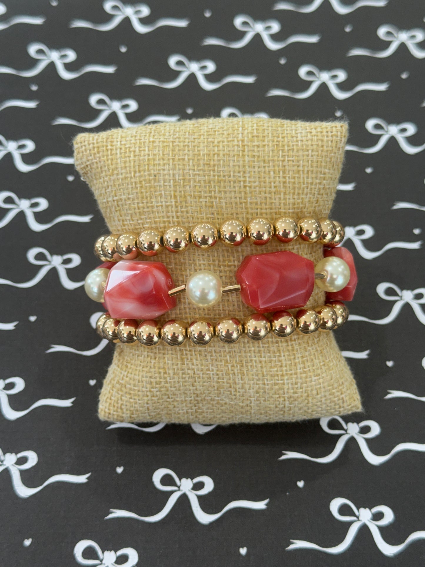 Amber Chunky Beaded Bracelet Set