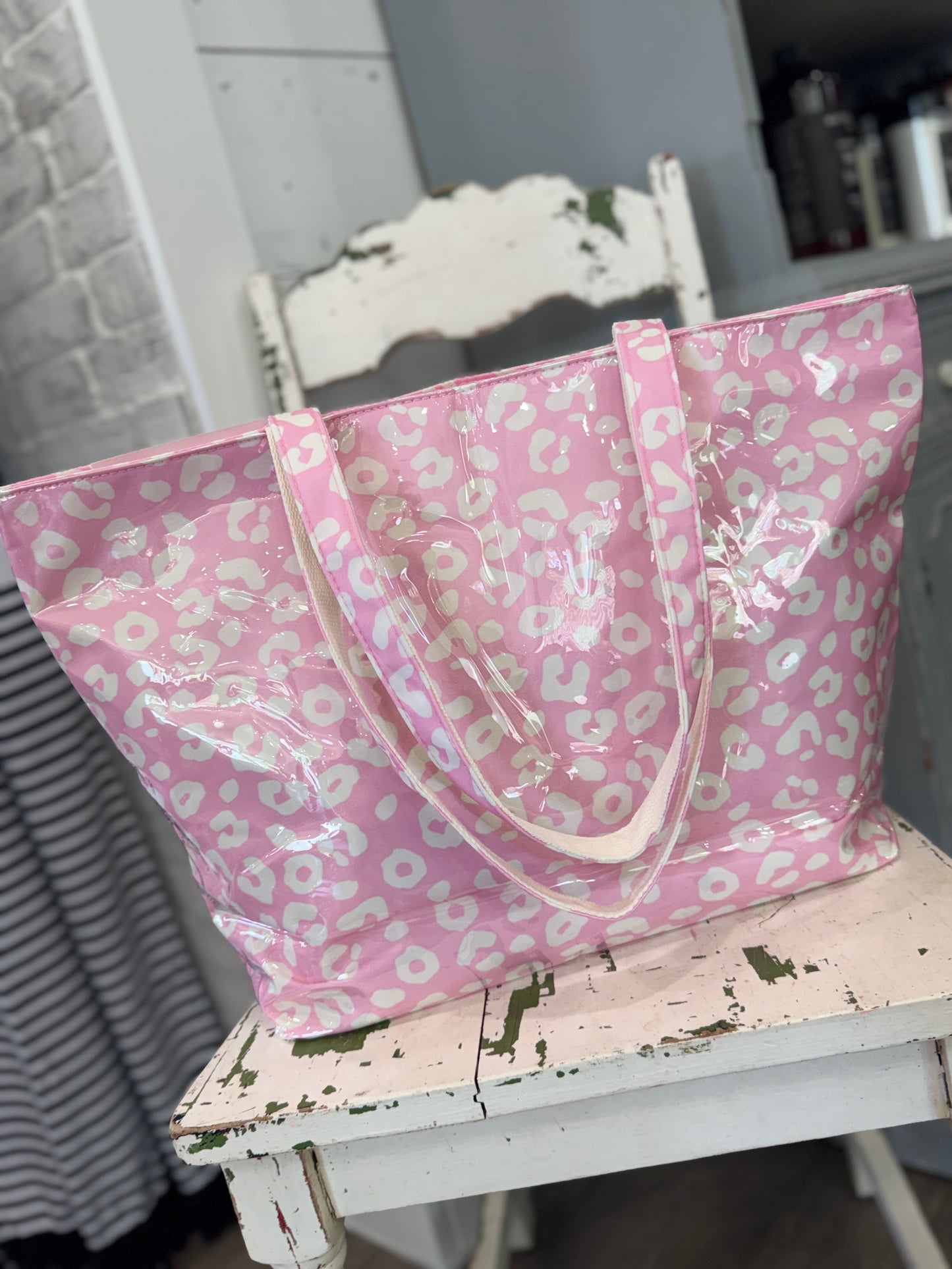 Pink Leopard Print Tote Bag