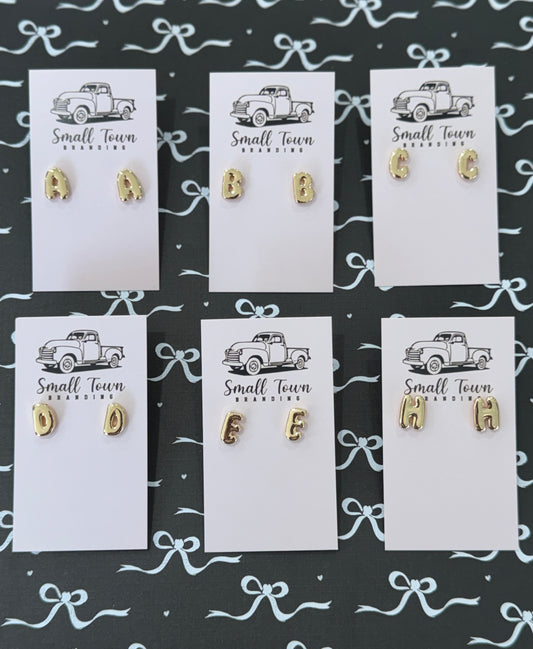 Initial Stud Earrings