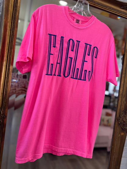 Eagles Embroidered Pink Tee