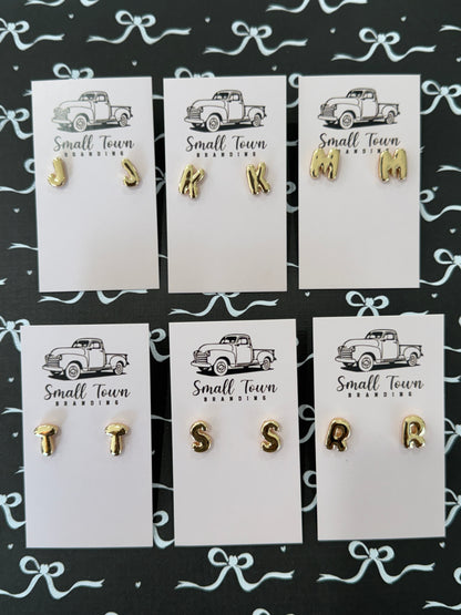 Initial Stud Earrings