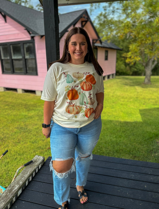 Pumpkin Patch Rhinestone Tee-Small