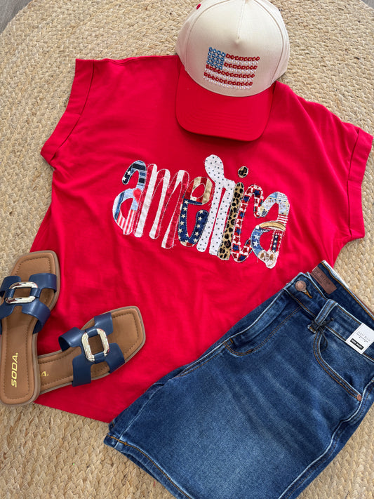 America Embroidered Tee