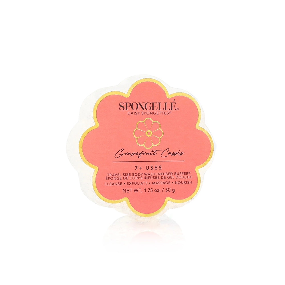 Spongellé product packaging with floral design on a white background