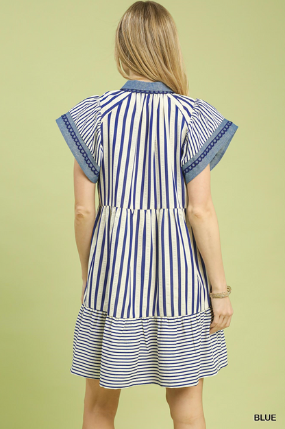 Harper Mixed Stripe Babydoll Dress
