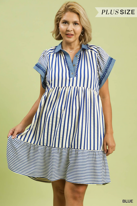 Harper Mixed Stripe Babydoll Dress
